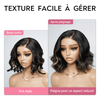 Tendance Glueless Couleur Noire Avec Reflets Blonds 7x4 Bob Ondulé Perruque Sans Colle