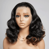 Volumineux Couleur Ombre Noir À Caramel 13×4 Dentelle Body Wave Perruque 300% Densité