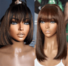 2 𝑭𝑶𝑹 €99🔥 Essentiel De L'Été Soyeux Bob Facile À Coiffer Glueless Perruque Lisse Avec Frange