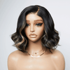 Tendance Glueless Couleur Noire Avec Reflets Blonds 7x4 Bob Ondulé Perruque Sans Colle