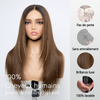 Style Salon Glueless Couche Sans Nœuds Brun Ombré 4x4 Perruque Sans Colle Lisse 250% Densité