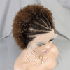 Pré-tresse Patron Mature Boucle Afro 3 Couleur 13x4 Dentelle Bob Perruque Cheveux