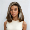 Tirez Et Partez Glueless Pre-tout Couleur Blonde Highlight Bob 13x4 Perruque Sans Colle Lisse