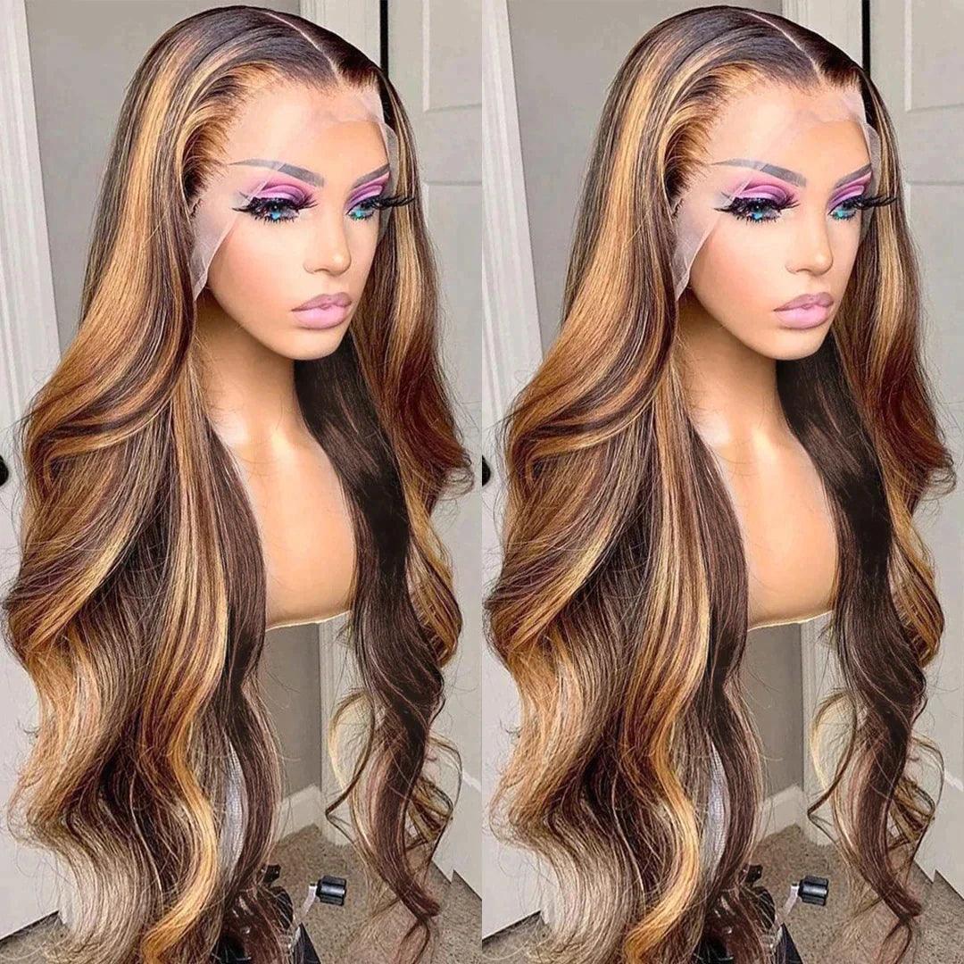 13x4 4x4 Perruque Couleur Mélangé #4/27 Body Wave - SHINE HAIR