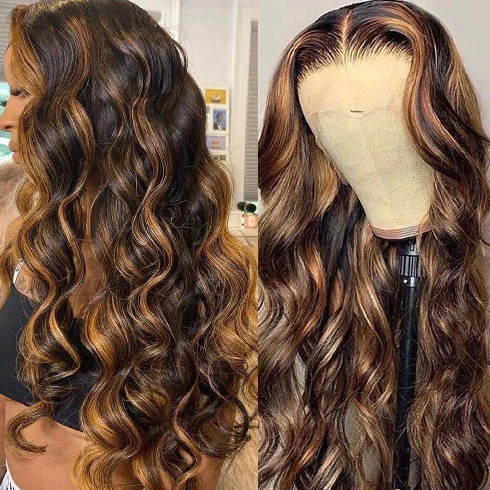 13x4 4x4 Perruque Couleur Mélangé #4/27 Body Wave - SHINE HAIR