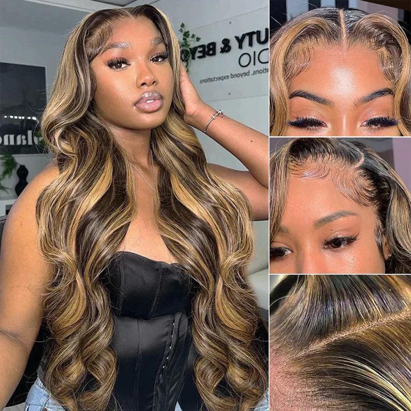 13x4 4x4 Perruque Couleur Mélangé #4/27 Body Wave - SHINE HAIR
