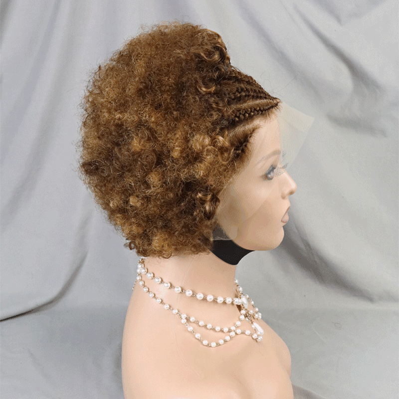 13x4 Dentelle Boucle Afro 5 Couleur Bob Perruque Cheveux Tressรฉs - SHINE HAIR