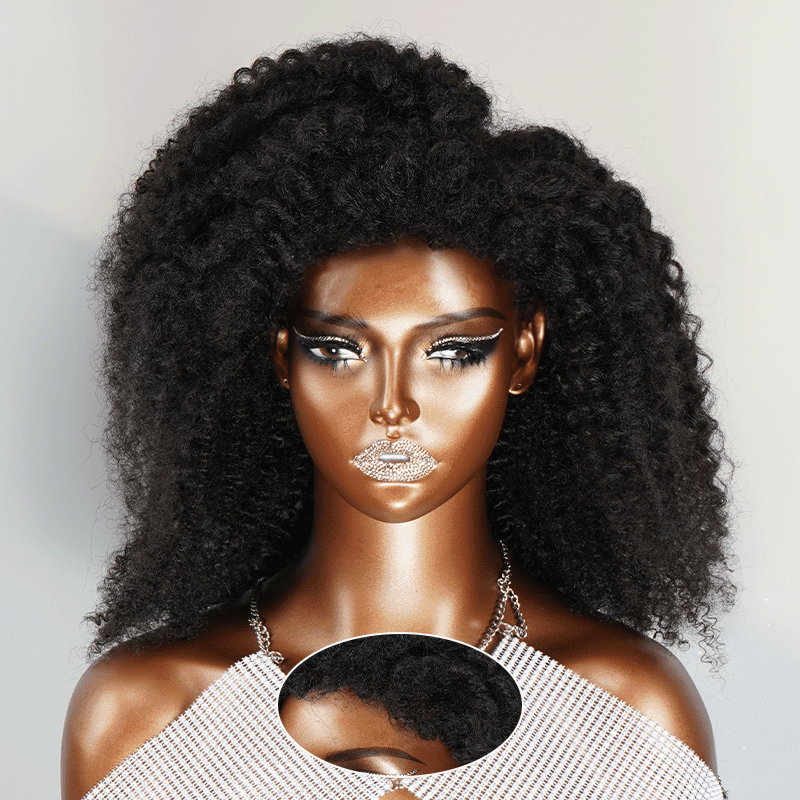 13x4 Glueless Kinky Bords Perruque Sans Colle Kinky Curly Frontale Wig 2 Styles - SHINE HAIR