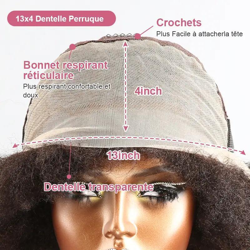 13x4 Super Afro Kinky Curly Bob Bouclé Perruque Dentelle Frontal Wig - SHINE HAIR