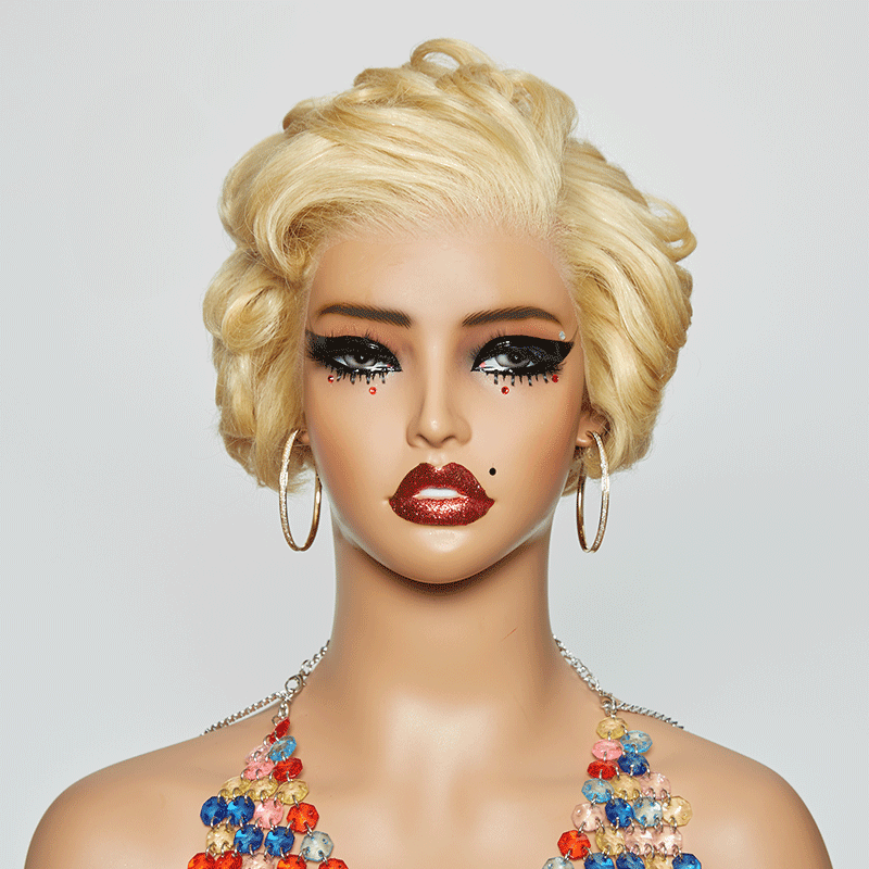 13x6 Dentelle Style Vintage Bob Couleur Blonde/Naturel Perruque Frontale - SHINE HAIR