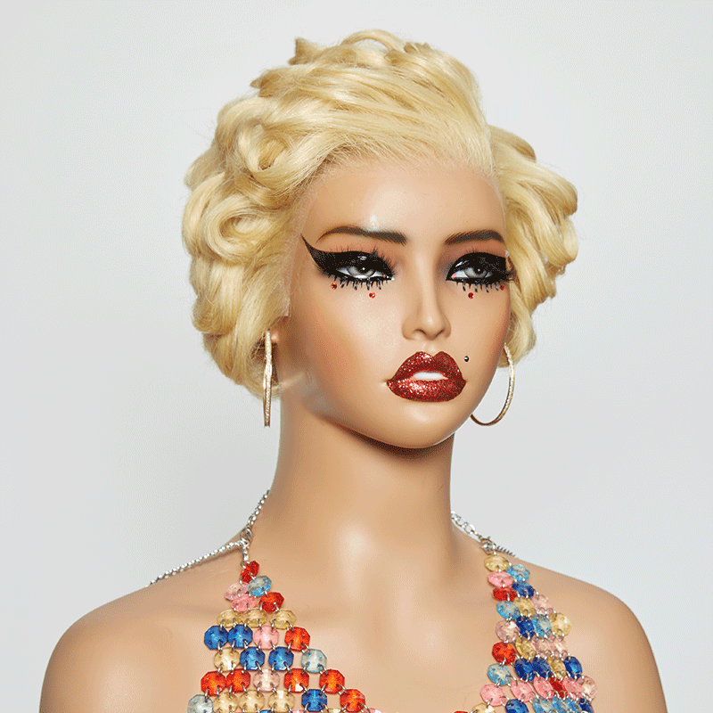13x6 Dentelle Style Vintage Bob Couleur Blonde/Naturel Perruque Frontale - SHINE HAIR