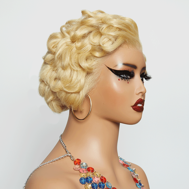 13x6 Dentelle Style Vintage Bob Couleur Blonde/Naturel Perruque Frontale - SHINE HAIR