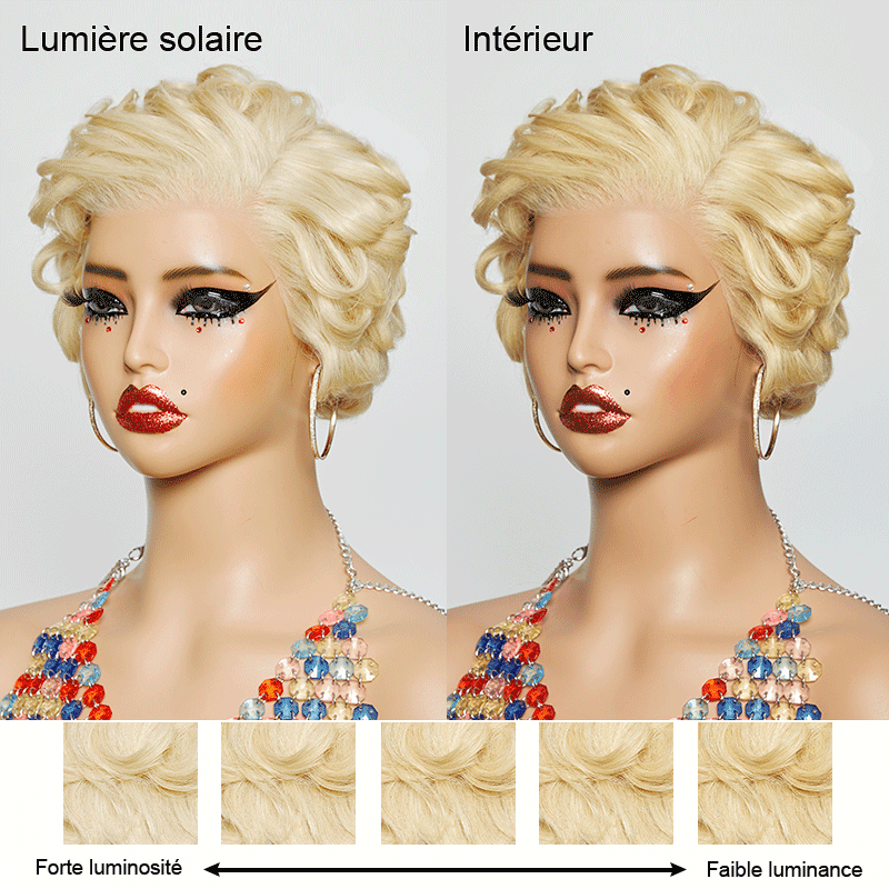 13x6 Dentelle Style Vintage Bob Couleur Blonde/Naturel Perruque Frontale - SHINE HAIR