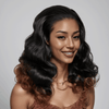 Volumineux Couleur Ombre Noir À Caramel 13×4 Dentelle Body Wave Perruque 300% Densité