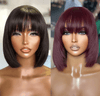 2 𝑭𝑶𝑹 €99🔥 Essentiel De L'Été Soyeux Bob Facile À Coiffer Glueless Perruque Lisse Avec Frange