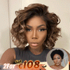 2 𝑭𝑶𝑹 €108🔥Perruque 10" Ombre Bouclé +Pixie Lisse/Pixie Laine Bouclée/Pixie Ondulation De L'eau