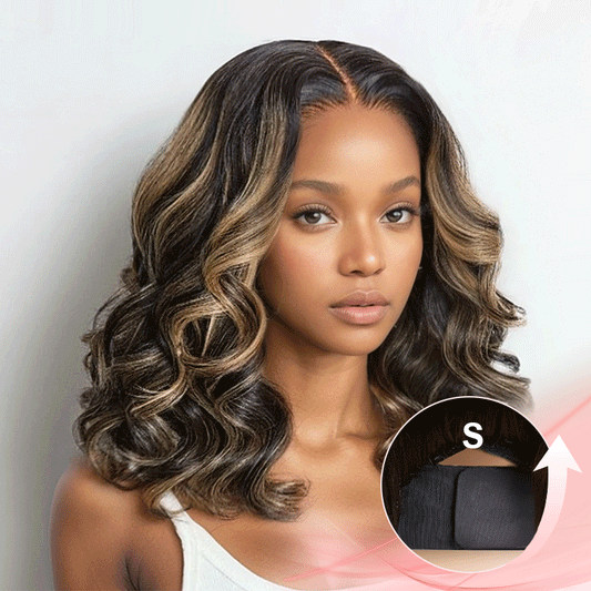 Glueless Couleur Blond Highlight 5x5 Capuchon Réglable Perruque Sans Colle Loose Wave