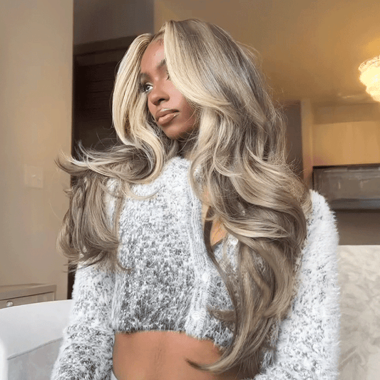𝐋𝐚𝐬𝐭 𝟗 Glueless Couleur Blond Clair Avec Un Brun Subtil 13x4 Perruque Sans Colle Body Wave