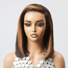 Elégant Mode Highlight Couleur 13x4 Glueless Lisse Bob Perruque Sans Colle Casquette Maille Respirante