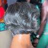 Patron mature Glueless Couleur Sel Et Poivre 5x5 Nœuds Blanchis Perruque Sans Colle