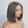 Boss Mature Lisse Confidence Elegance Bob Couleur Lin Gris 13x4 Dentelle Perruque Cheveux Humains