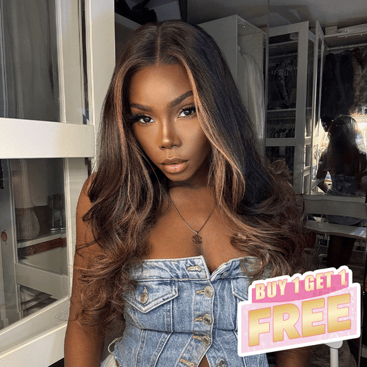 𝑩𝒖𝒚 1 𝑮𝒆𝒕 1 𝑭𝒓𝒆𝒆💥 13x4 Glueless Luxe Couche Coupe Highlight Perruque Sans Colle Ondulé Cheveux Humains Wear Go 250% Densité