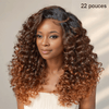 Effet Ultra-Volumisant Glueless 9x6 Avant tout Ombre Brun Gingembre Couleur Perruque Sans Colle Deep Wave