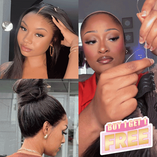 𝑩𝒖𝒚 1 𝑮𝒆𝒕 1 𝑭𝒓𝒆𝒆💥 360 Perruque Frontal Dentelle Casquette À Cordon Flexi-Fit Invisible Lisse