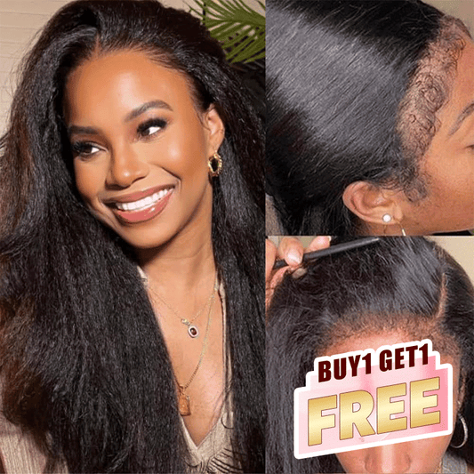 13x4 4C Edges Wig HD lace front Kinky straight human hair wig