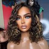Glueless Couleur Mèches Blondes Miel 7x4 Nœuds Blanchis Perruque Sans Colle Bouclé