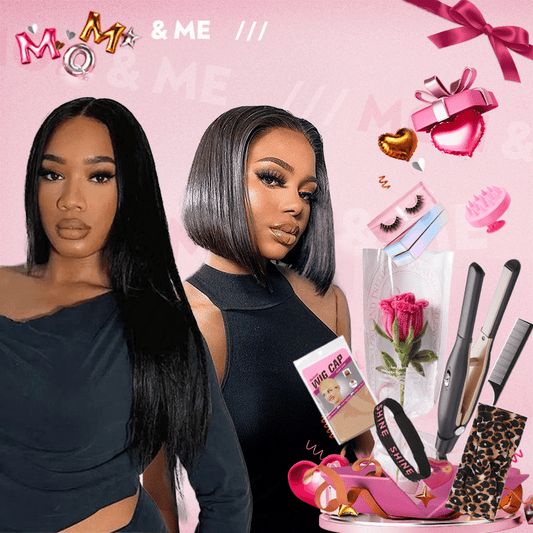 𝓑𝓾𝔂 𝟏 𝓖𝓮𝓽 𝟏𝟏💗Glueless 4x4 Perruque Sans Colle Lisse Style Long + Bob (9 cadeaux gratuits pour la fête mères)