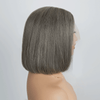 Boss Mature Lisse Confidence Elegance Bob Couleur Lin Gris 13x4 Dentelle Perruque Cheveux Humains