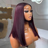 Soyeux Glueless Couleur Violet Foncé 5x5 Nœuds Blanchis Bob Perruque Sans Colle Lisse