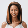 Elégant Mode Highlight Couleur 13x4 Glueless Lisse Bob Perruque Sans Colle Casquette Maille Respirante