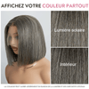 Boss Mature Lisse Confidence Elegance Bob Couleur Lin Gris 13x4 Dentelle Perruque Cheveux Humains
