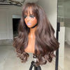 Doux Et Brillant Glueless Sans Nœud Couleur Brun Chocolat 4x4 Perruque Sans Colle Avec Frange