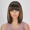 Glueless Couches Highlight Coloré Bob Perruque Sans Colle Avec Frange Lisse - SHINE HAIR
