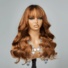 3x1 Dentelle Brun Caramel Orangé Couleur Perruque Avec Frange Body Wave