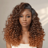 Effet Ultra-Volumisant Glueless 9x6 Avant tout Ombre Brun Gingembre Couleur Perruque Sans Colle Deep Wave