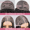 𝟑ᵉ 𝐩𝐞𝐫𝐫𝐮𝐪𝐮𝐞 𝐚̀ €𝟎,𝟏🔥Lisse Naturel 2x6 Dentelle Perruque 8"+Glueless Afro Bouclée Bob Avec Franges 10"