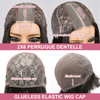 𝟑ᵉ 𝐩𝐞𝐫𝐫𝐮𝐪𝐮𝐞 𝐚̀ €𝟎,𝟏🔥Lisse Naturel 2x6 Dentelle Perruque 8"+Lisse 99J Coloré Avec Frange Perruque 10"