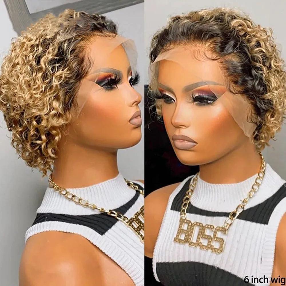 3 Perruques Coupe Pixie Cheveux Humains Brésiliens Bouclé - SHINE HAIR