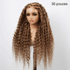 13x4 Glueless Parting Max & 360 Dentelle Frontale Perruque Couleur Mélangé #4/27 Bouclé