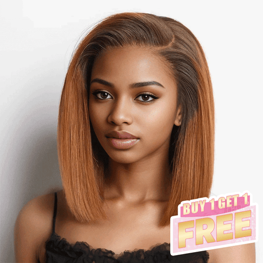 𝑩𝒖𝒚 1 𝑮𝒆𝒕 1 𝑭𝒓𝒆𝒆💥 9x6 Glueless Gingembre Ombre Coupe Émoussée Lisse Bob Perruque Sans Colle