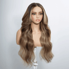 Style Charmant Glueless Luxe Couche 13x4 Highlight Perruque Sans Colle Ondulé 250% Densité