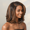 Glueless Couche Mèches Brune Highlight 7x4 Bob Perruque Sans Colle Ondulé 250% Densité