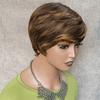 Une Beauté Sans Effort Glueless Couleur #4-27 Mèches Brunes Highlight Pixie Court Lisse Perruque Sans Colle