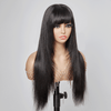 3x1 Dentelle Yaki Straight Perruque Sans Colle Avec Frange Cheveux Humains