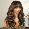 Glueless Couleur Blond Highlight 4x4 Perruque Sans Colle Avec Frange Capuchon Réglable