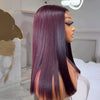 𝑩𝒖𝒚 1 𝑮𝒆𝒕 1 𝑭𝒓𝒆𝒆💥Soyeux Glueless Violet Foncé 5x5 Nœuds Blanchis Bob Sans Colle Lisse